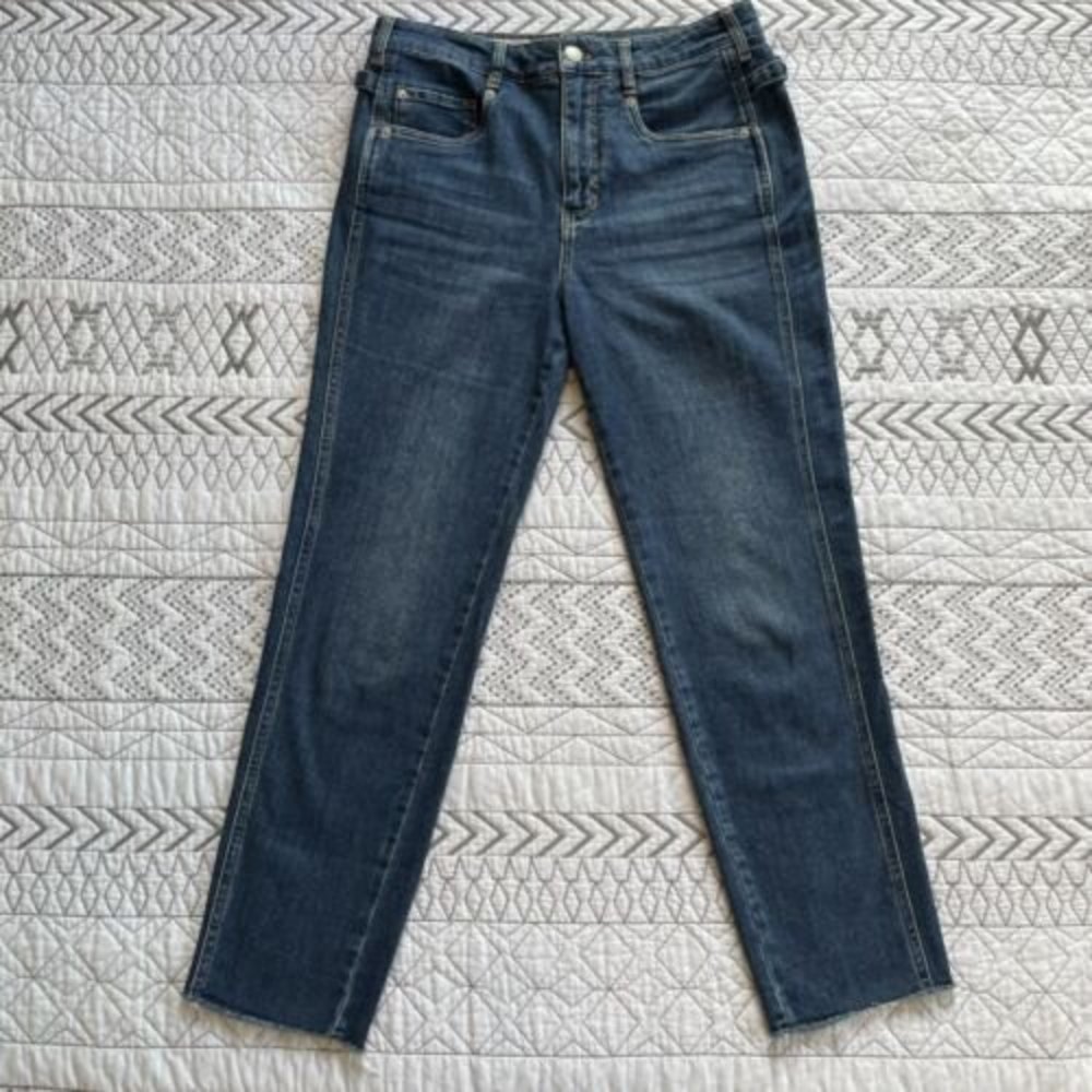 Anthropologie Women's Straight Leg Jeans in Dark Wash Blue Size 27